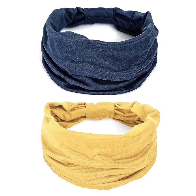 GiLi 2 Pack Wide Headbands for Women Boho African Knotted Non Slip Fashion Hair by GiLi