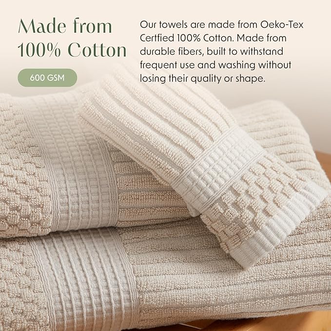 Springtree Home 100% Cotton Bath Towel Set of 4 | Super Soft & Absorbent - Image 7