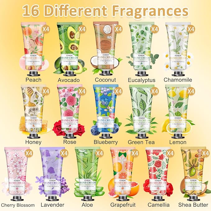 KONEUK 64 Pack Moisturizing Hand Cream Set, Mothers Day Gifts - Image 3