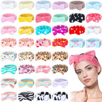 Yinder 40 Pack Bow Spa Headband Coral Fleece Makeup Headband Soft Face Wash by Yinder