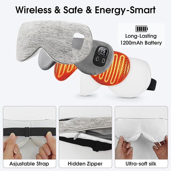 Heated Eye Mask, Cordless Rechargeable Eye Compress, Eye Relief, Improved Sleep - Image 5