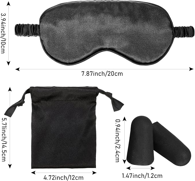 Silk Satin Sleeping Mask Eye Mask Set Include 2 Blindfold Eyeshade Elastic - Image 6