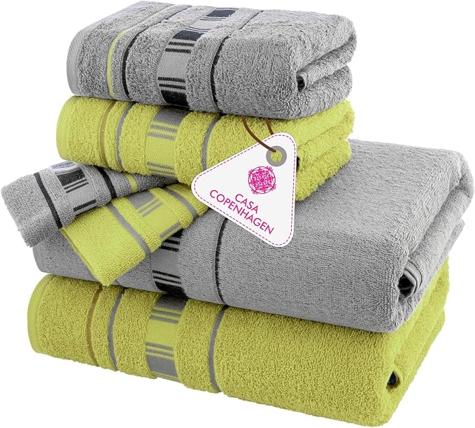 CASA COPENHAGEN X Line 6Pcs 100% Egyptian Cotton Large Designer Towels Gift by CASACOPENHAGEN