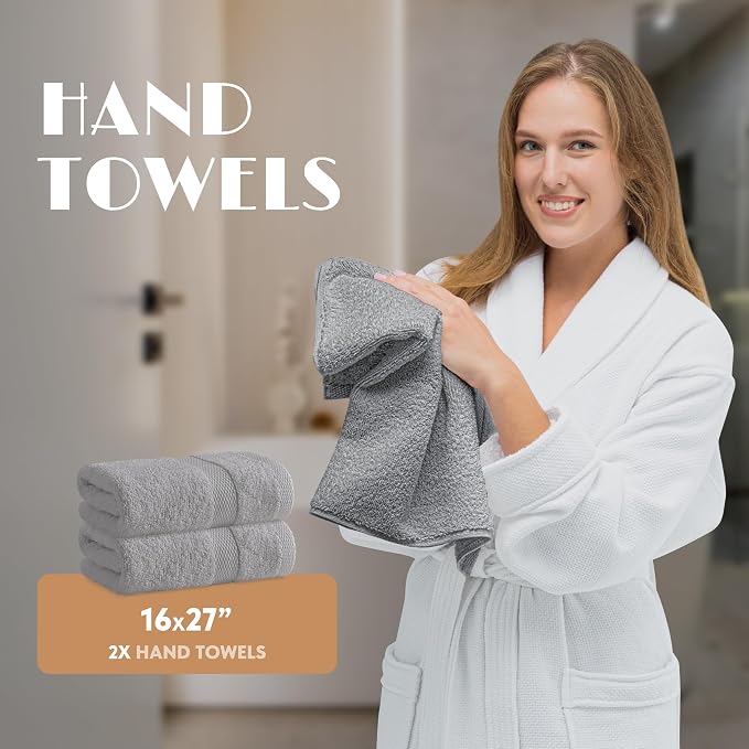 Light Gray Bath Towel Set of 6 - Image 5