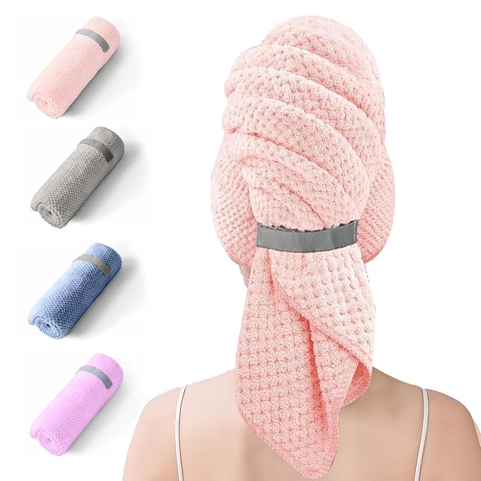 Microfiber Hair Towel Wrap for Women, Quick-Dry Turban, Ultra Absorbent & by Netcken