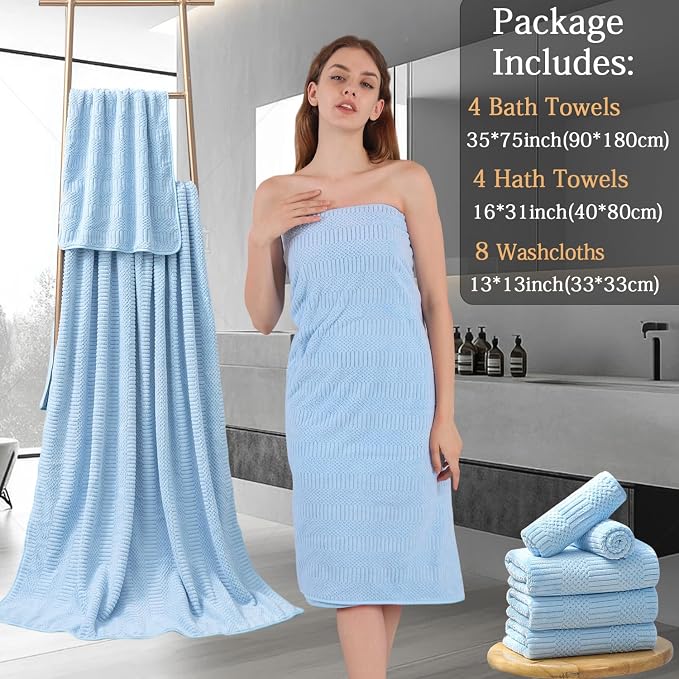Ycosy 4 Pack Extra Large Microfiber Bath Towels Set, 35x70 inches, Less Lint - Image 7