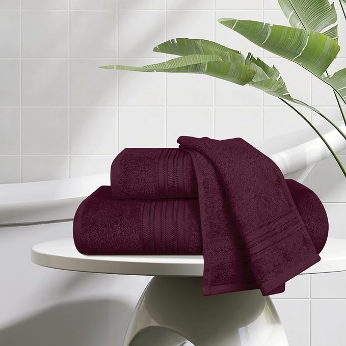 BOUTIQUO Ultra Soft 3 Pack Cotton Towel Set, Contains a Bath Towels 28x55 inch - Image 3