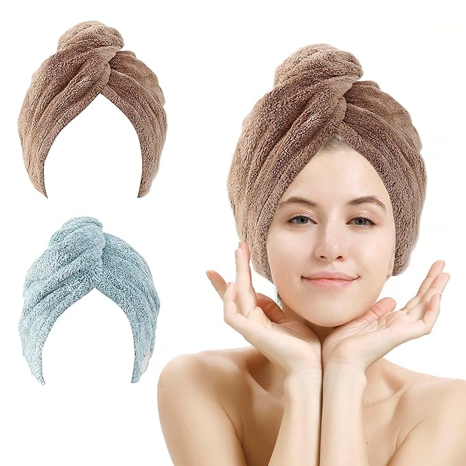 M-bestl 2 Pack Hair Drying Towels, Hair Wrap Towels, Absorbent Microfiber Hair by awesomeOralcareproduct
