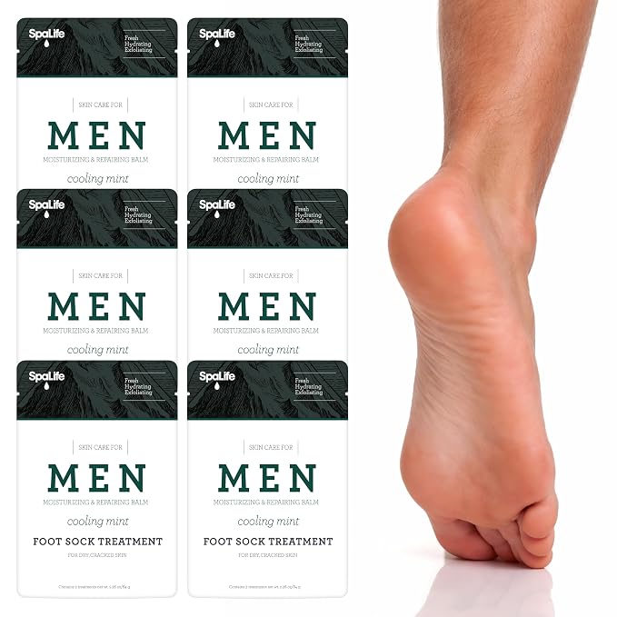 Spa Life Men's Cooling Mint Foot Repair Balm and Moisturizing Socks Set - Image 8