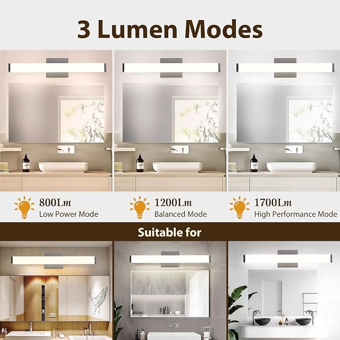 Bathroom Light Fixtures Over Mirror 22IN, 19W 5CCT Dimmable Modern Vanity Lights - Image 4