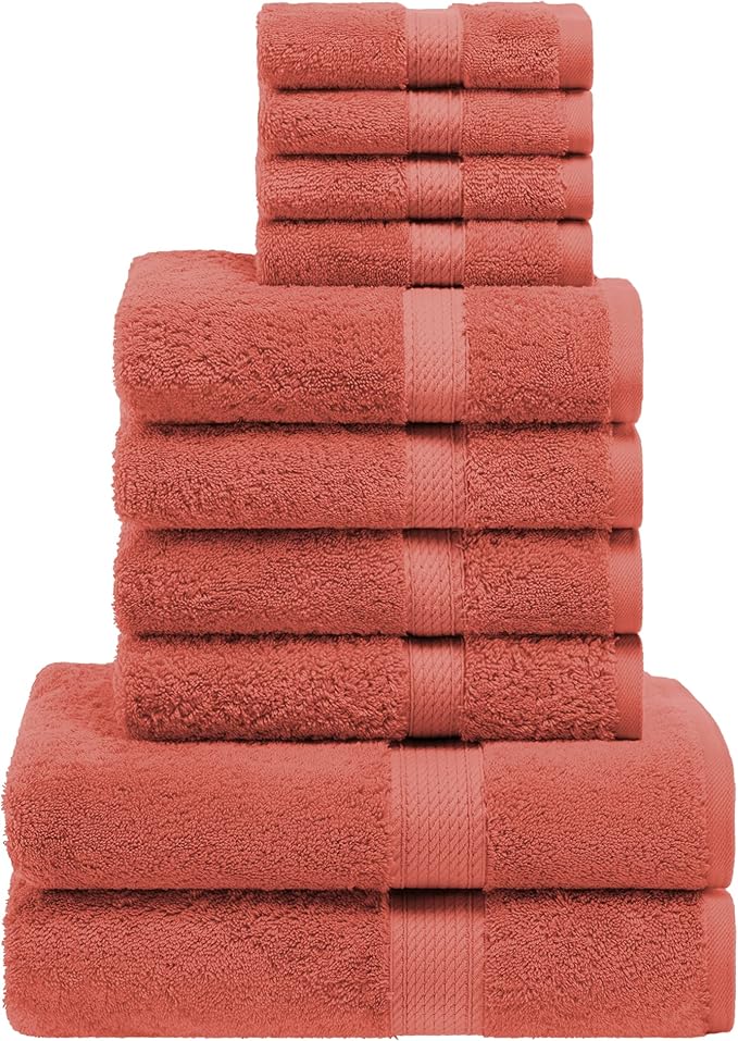 SUPERIOR Egyptian Cotton Pile 10 Piece Towel Set, Includes 2 Bath, 4 Hand by SUPERIOR