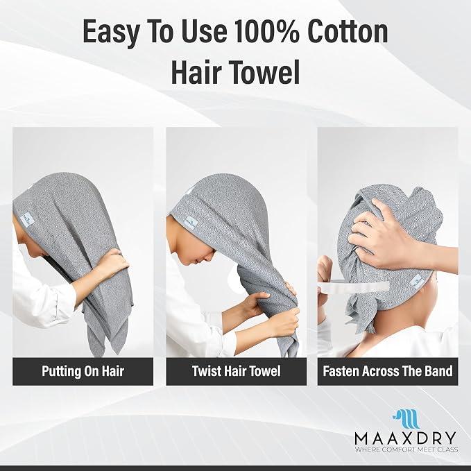 100% Cotton Large Hair Towel Wrap - Image 3