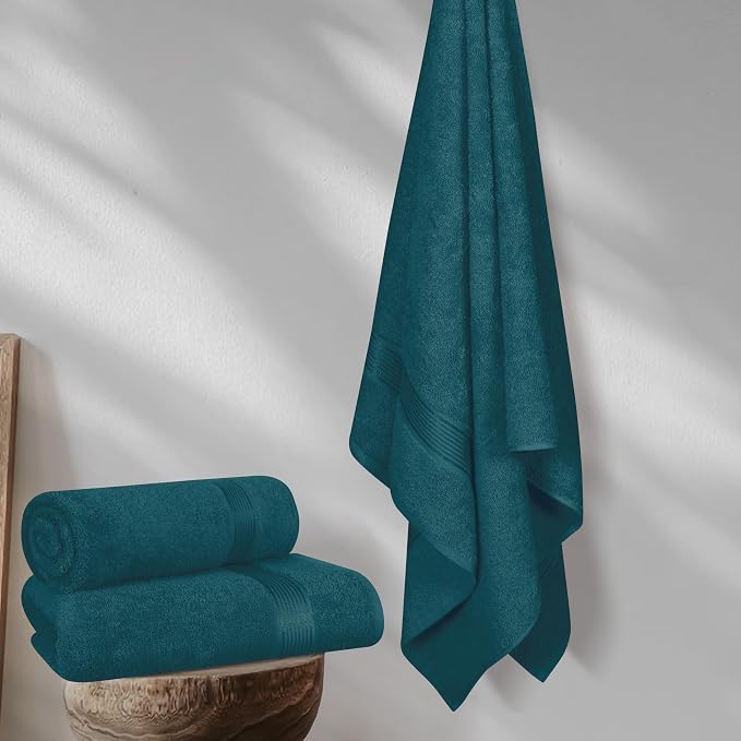 Belizzi Home Cotton 2 Pack Oversized Bath Towel Set 28x55 inches, Large Bath - Image 3