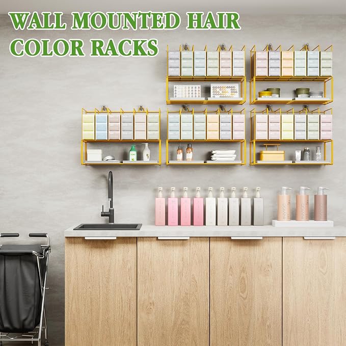 2 Pack Hair Color Organizer Hair Color Display Rack Wall Mounted Dye Storage - Image 4