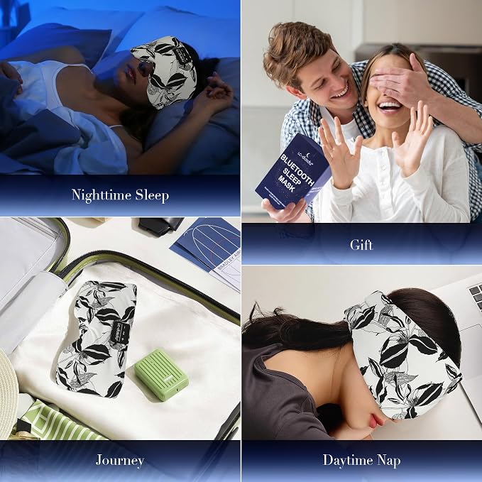 LC-dolida Sleep Mask with Bluetooth Headphones, Extra Large Silk Eye Mask - Image 6