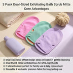 Erioctry 3PCS Reusable Bathing Shower Mittens Soft Back Rubbing Gloves - Image 7