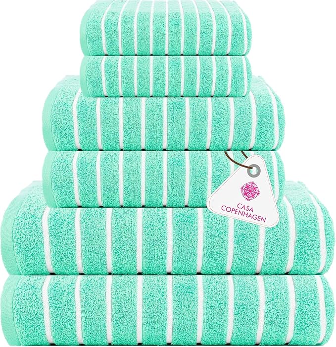 CASA COPENHAGEN Ecstatic 6Pcs 100% Egyptian Cotton Large Designer Towels Gift by CASACOPENHAGEN