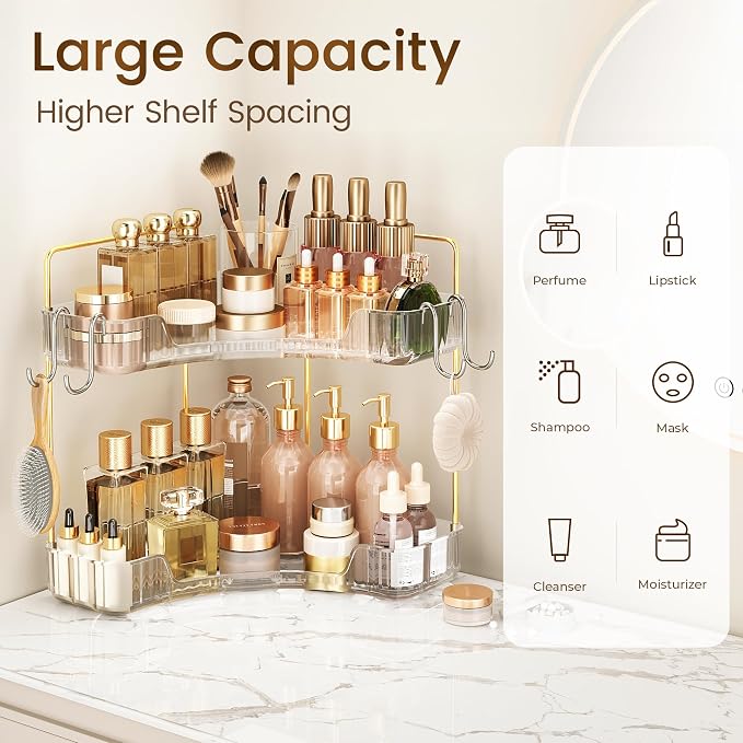 Corner Bathroom Counter Organizer 2 Tier Bathroom Organizers and Storage - Image 3