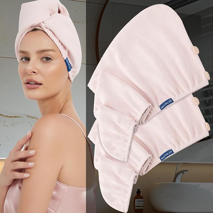 Hair Towel Wrap 2 Pack for Women, Super Absorbent Ant Cloth Fabric Hair Drying by UTJZIB