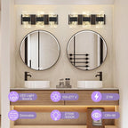 Modern LED Bathroom Light Fixtures Dimmable 3-Light Black Vanity Light - Image 2