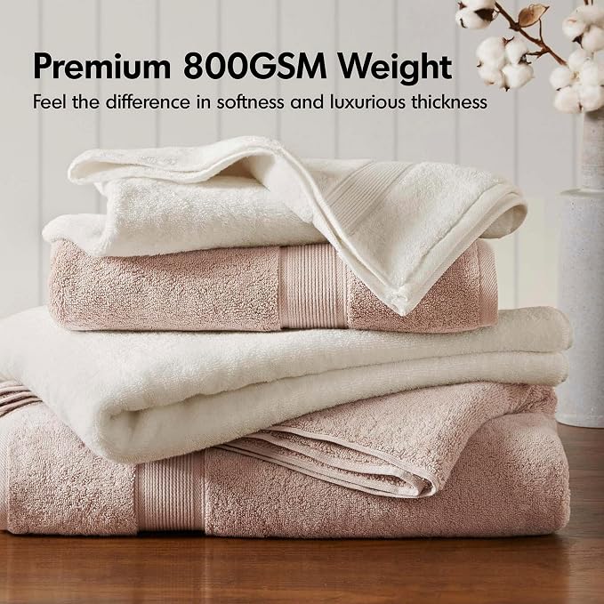 Madison Park 800GSM 100% Cotton Luxury Bathroom Towels, Long Oversized Linen - Image 2