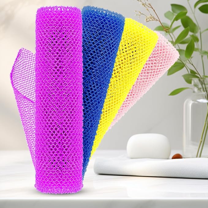 4 Pieces African Net Sponge Authentic Shower loofah exfoliating Body Scrubber - Image 6