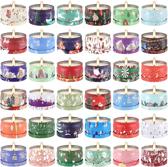 36 Packs Christmas Scented Candles Gift- Aromatherapy Candle-2.5oz Soy Wax-Long - Image 2
