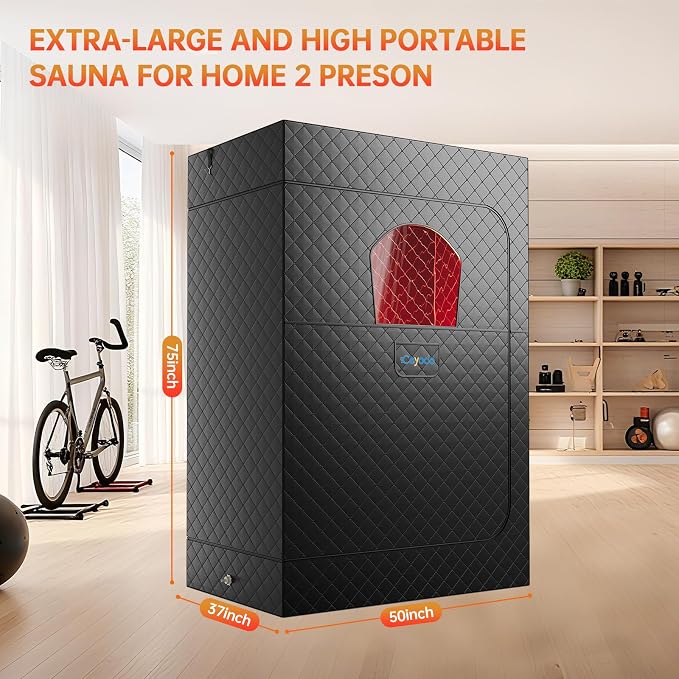 Upgraded 2 Person Infrared Sauna Box, 77”x 37”x 50” Portable Sauna - Image 8