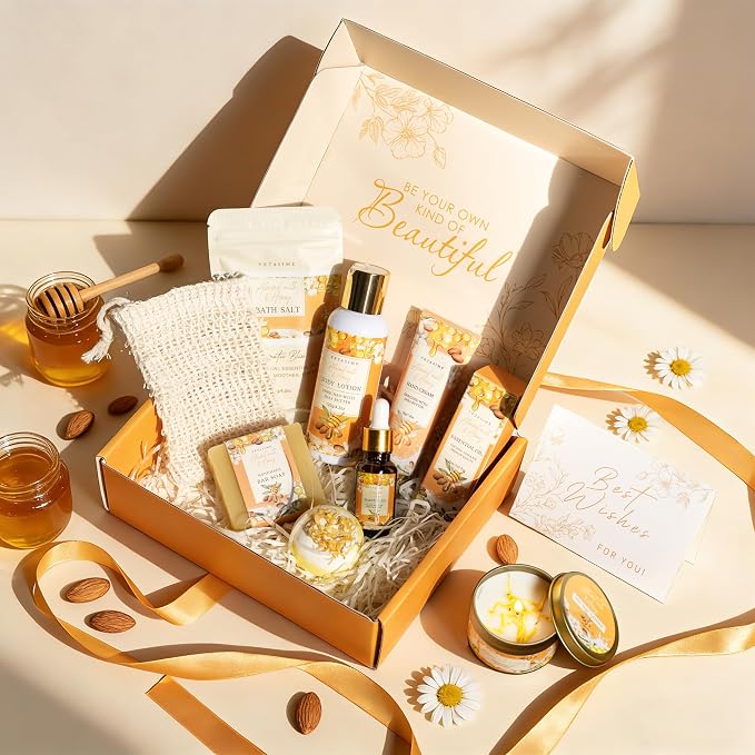 Birthday Gifts for Women, Almond Milk & Honey Relaxing Spa Gift Baskets for - Image 4
