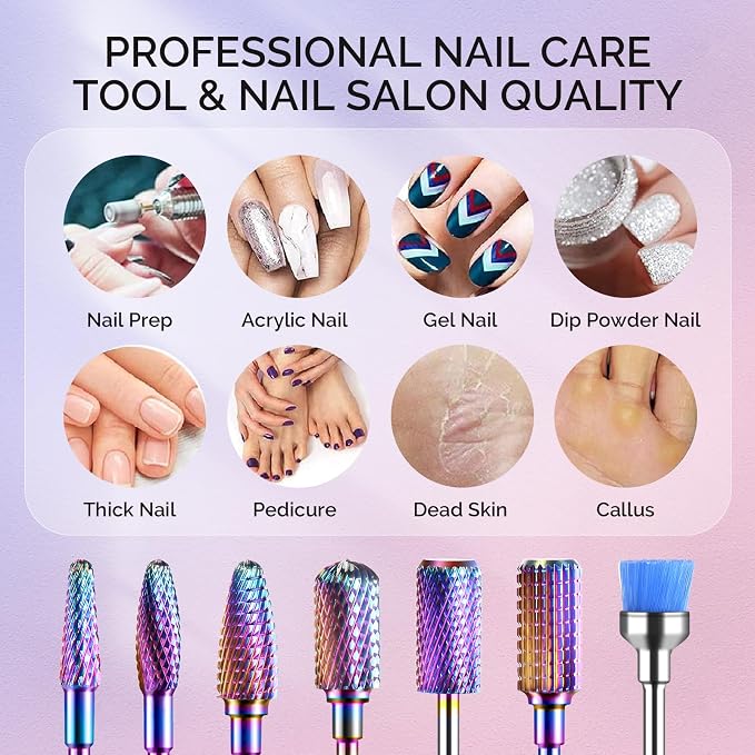 MelodySusie Nail Drill Bits Set, 3/32'' Professional Nail Bits - Image 6