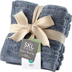 SKL Home CloudSoft Cotton Luxury 4-Piece Washcloth Set, Smoke Blue by SKLHomebySaturdayKnightLtd