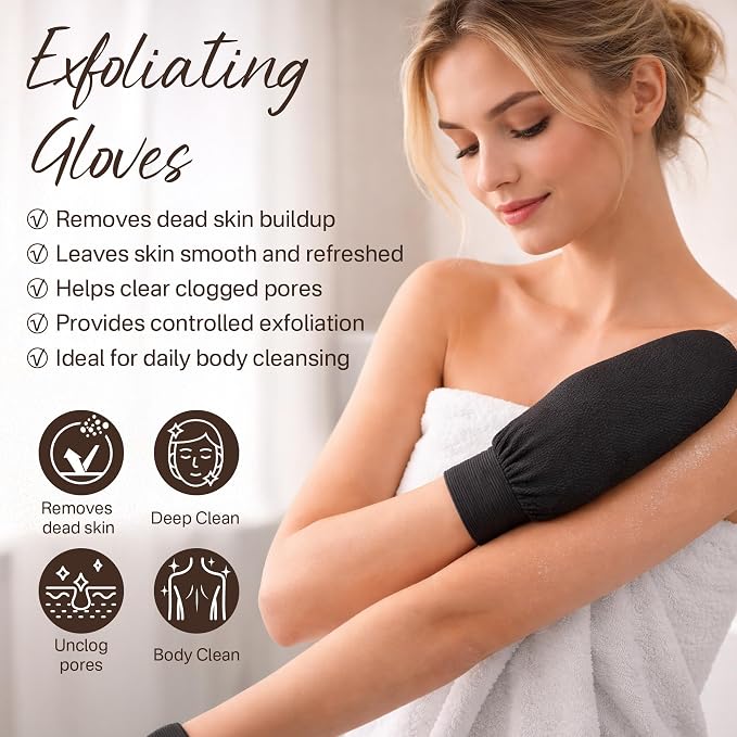 Exfoliating Gloves 2 Pcs, Korean Exfoliating Mitts, Body Scrub - Image 2