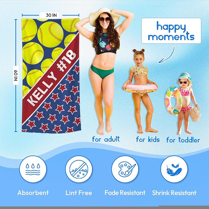 Personalized Beach Towel With Name, Custom Beach Towel with Text, Customized - Image 4