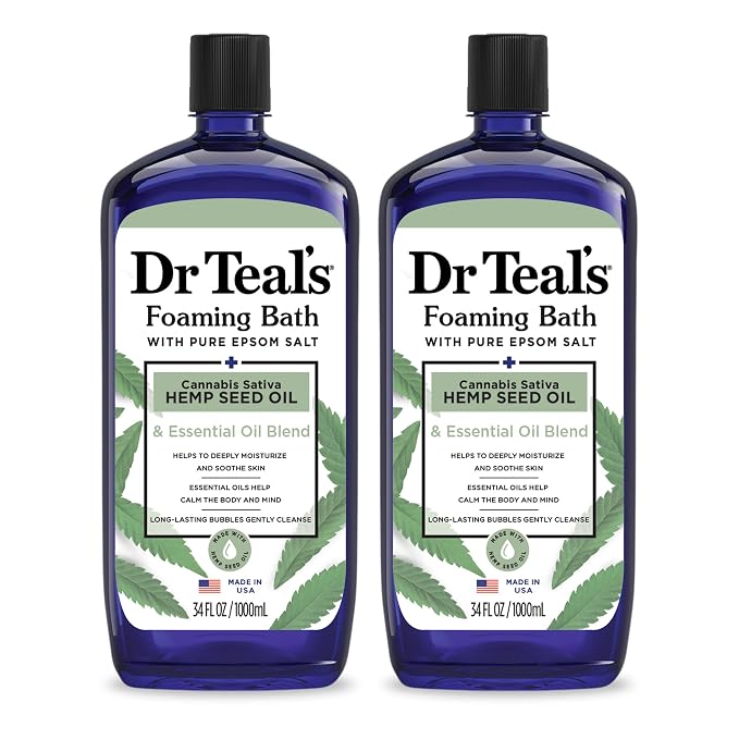 Dr Teal's Foaming Bath with Pure Epsom Salt, Cannabis Sativa Hemp Seed Oil by DrTeals