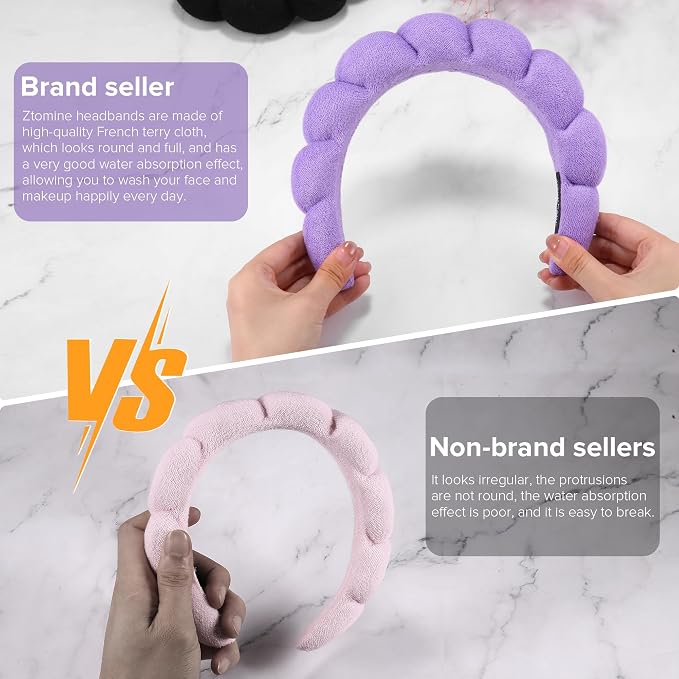Ztomine Terry Cloth Spa Headbands - Image 3