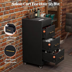 Salon Trolley Cart with Wheels, 3-Drawer Rolling Hair Styling Station, Mobile - Image 2