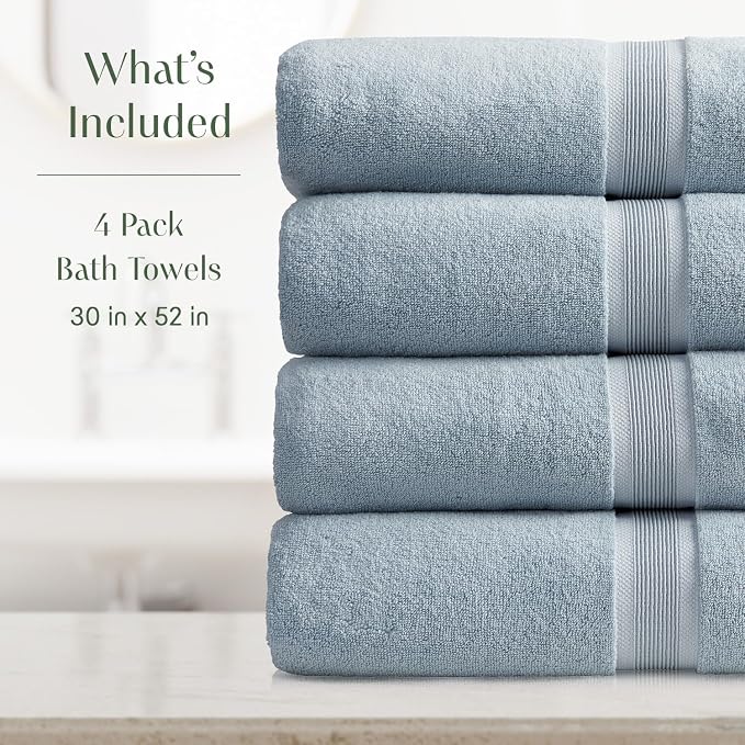Springtree Home Luxury Bamboo Rayon Bath Towel Set of 4 | 35% Bamboo Rayon - Image 2