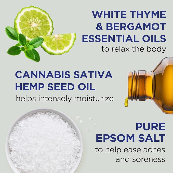 Dr Teal's Pure Epsom Magnesium Salt Soak, Cannabis Sativa Hemp Seed Oil - Image 3