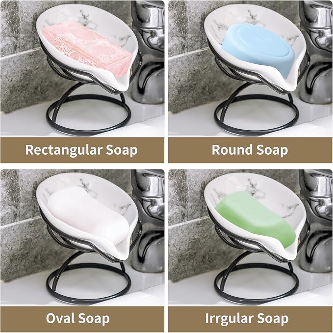 Dobbyby Leaf-Shaped Soap Dish – Premium Ceramic Soap Bar Holder - Image 4