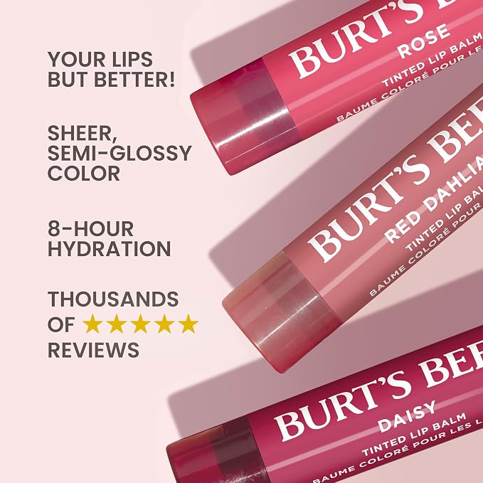 Burt’s Bees Tinted Lip Balm, Mothers Day Gifts, Value Pack Includes 3 Lip - Image 3