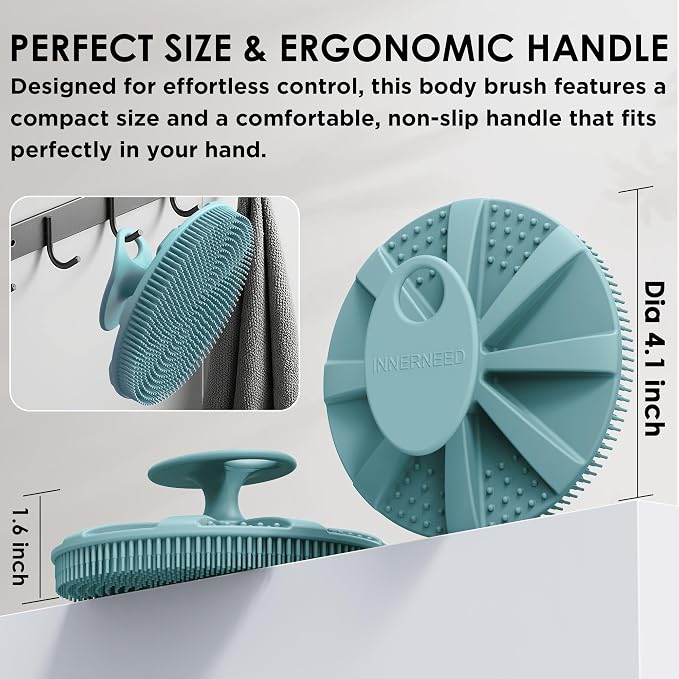 INNERNEED Food-Grade Soft Silicone Body Scrubber Shower Brush Handheld - Image 3