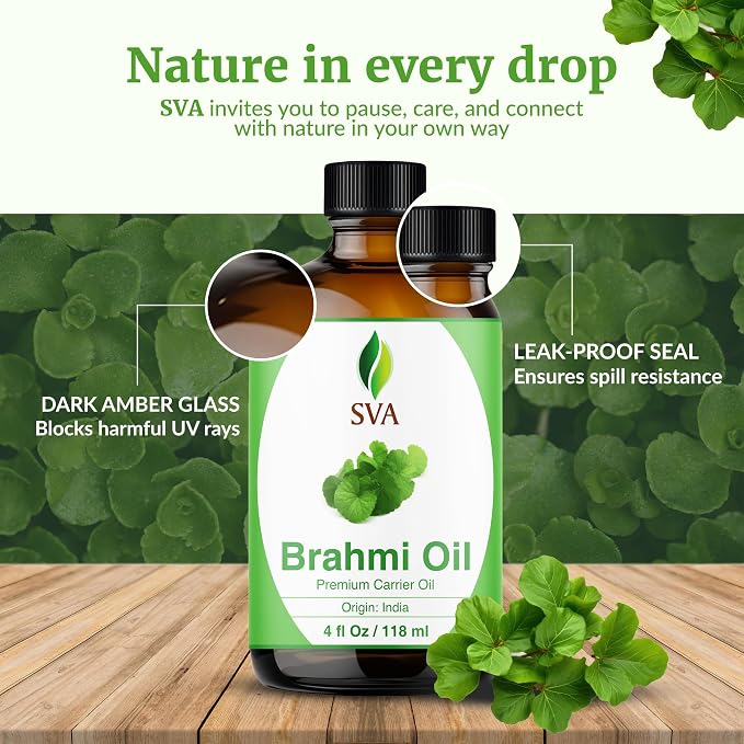 SVA Brahmi Oil - 4 Fl Oz – 100% Natural Cold Pressed Brahmi Oil - - Image 7