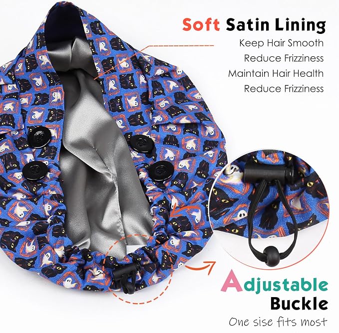 2 Pack Satin Lined Bouffant Scrub Caps - Image 3