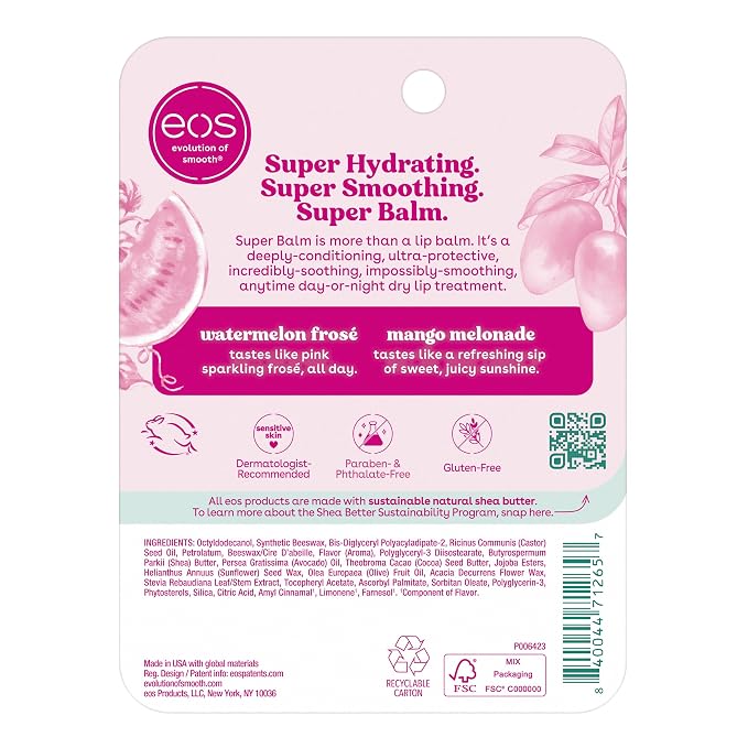eos 24H Moisture Super Balm- Watermelon Frosé & Mango Melonade, Lip Mask - Image 8
