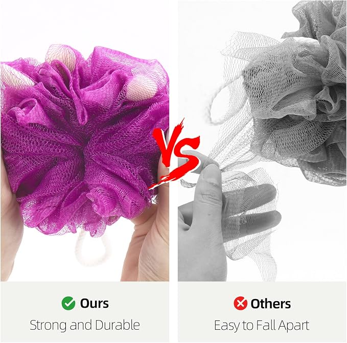 BTYMS Premium Mesh Poufs Bath Sponges Shower Loofahs Exfoliating Shower Puff - Image 4
