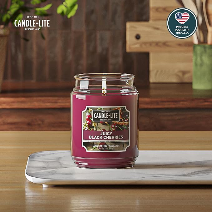 Candle-lite Scented Candles, Juicy Black Cherries, 18 oz Jar, Proudly Poured in - Image 2