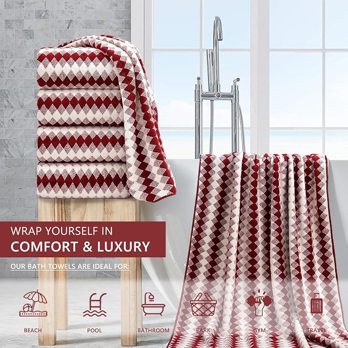 4 Piece Bath Towel Set Oversized Bath Sheet 35"x70" Bathroom Towel Extra Large - Image 2