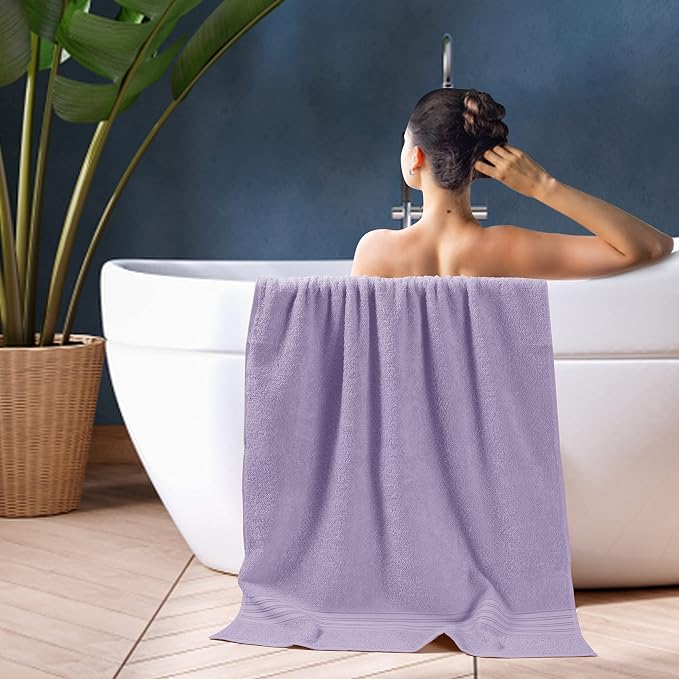 BOUTIQUO 100% Cotton 2 Pack Bath Towel Set 28x55 inches, Eco-Friendly Large - Image 5