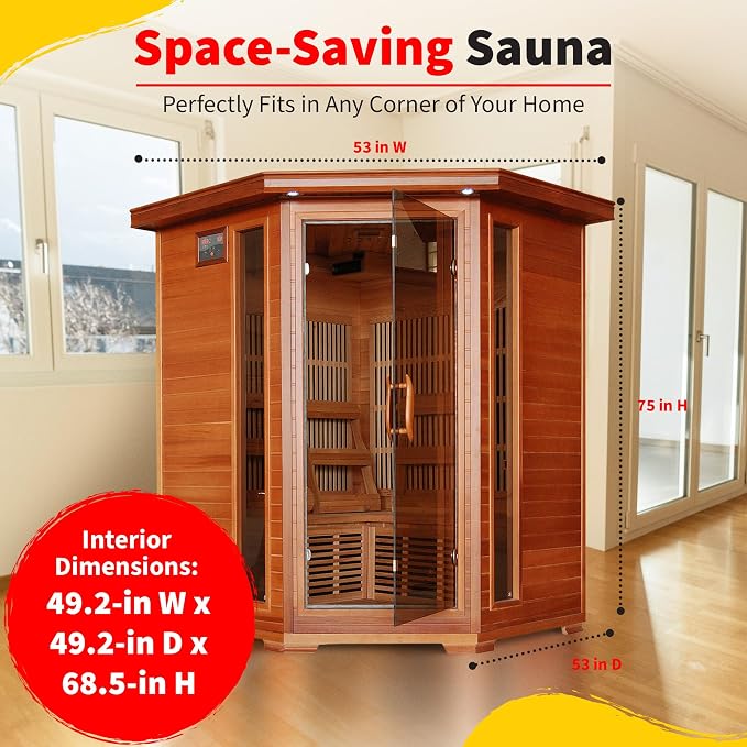 Blue Wave Hudson Bay 3-Person Cedar Corner Infrared Sauna - Image 4