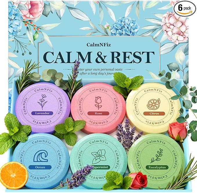 CalmNFiz 6 Pack Shower Steamers Aromatherapy, Birthday Gifts by CalmNFiz